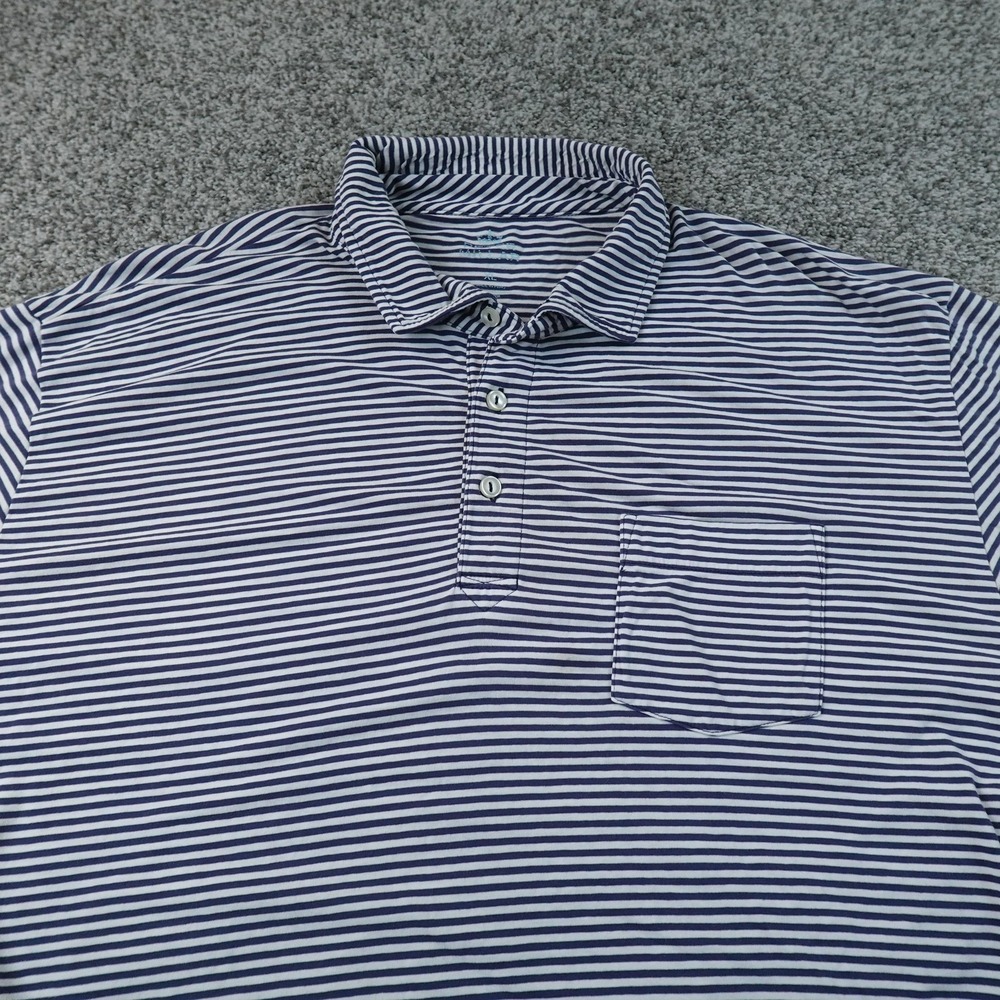 Peter Millar Polo Shirt Mens XL Blue Stripe‎ Performance Golf Stretch Preppy Top